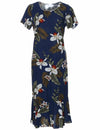Wainapanapa Orchid Midi Hawaiian Dress with Sleeves