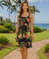 Ailani Short Adjustable Waist Hawaiian Dress Black