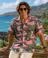 Fantasy Jungle Short Sleeves Men's Shirt Pink