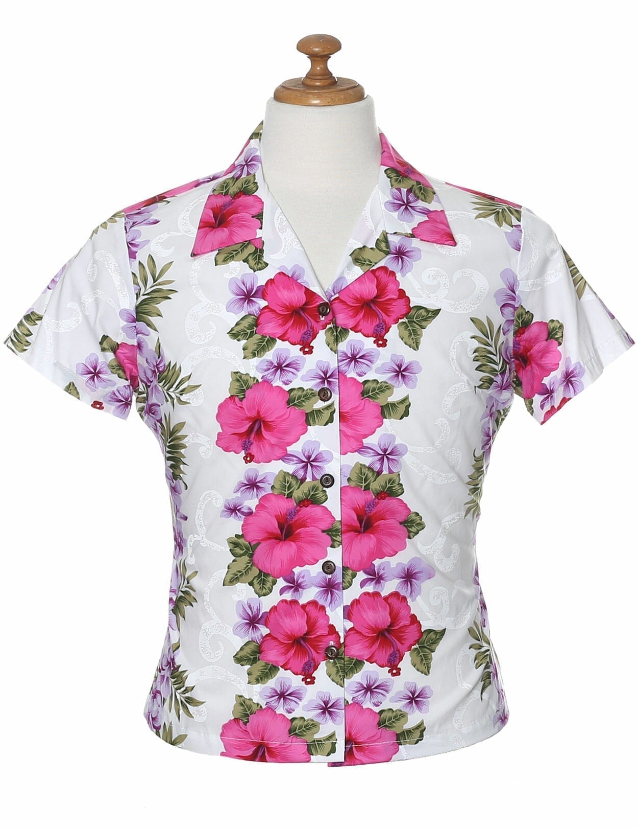 Fitted Women Summer Shirt Big Island White