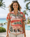 Hana Hou Rayon Hawaiian Shirt for Women Orange Women Shirts