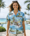 Hana Hou Rayon Hawaiian Shirt for Women Sky Blue Women Shirts