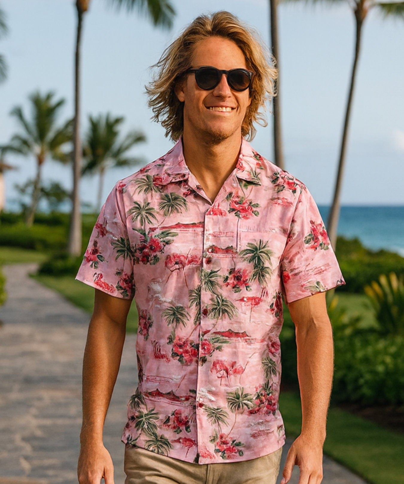 Flamingos Cotton Hawaiian Shirts Pink
