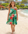 Flower Girls Dress V-Neck Hawaiian Style Teal