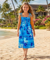Girls Orchids Smock Top Flower Dress Blue