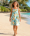 Ulana Girls Plumeria Smock Top Flower Dress Light Sky Blue