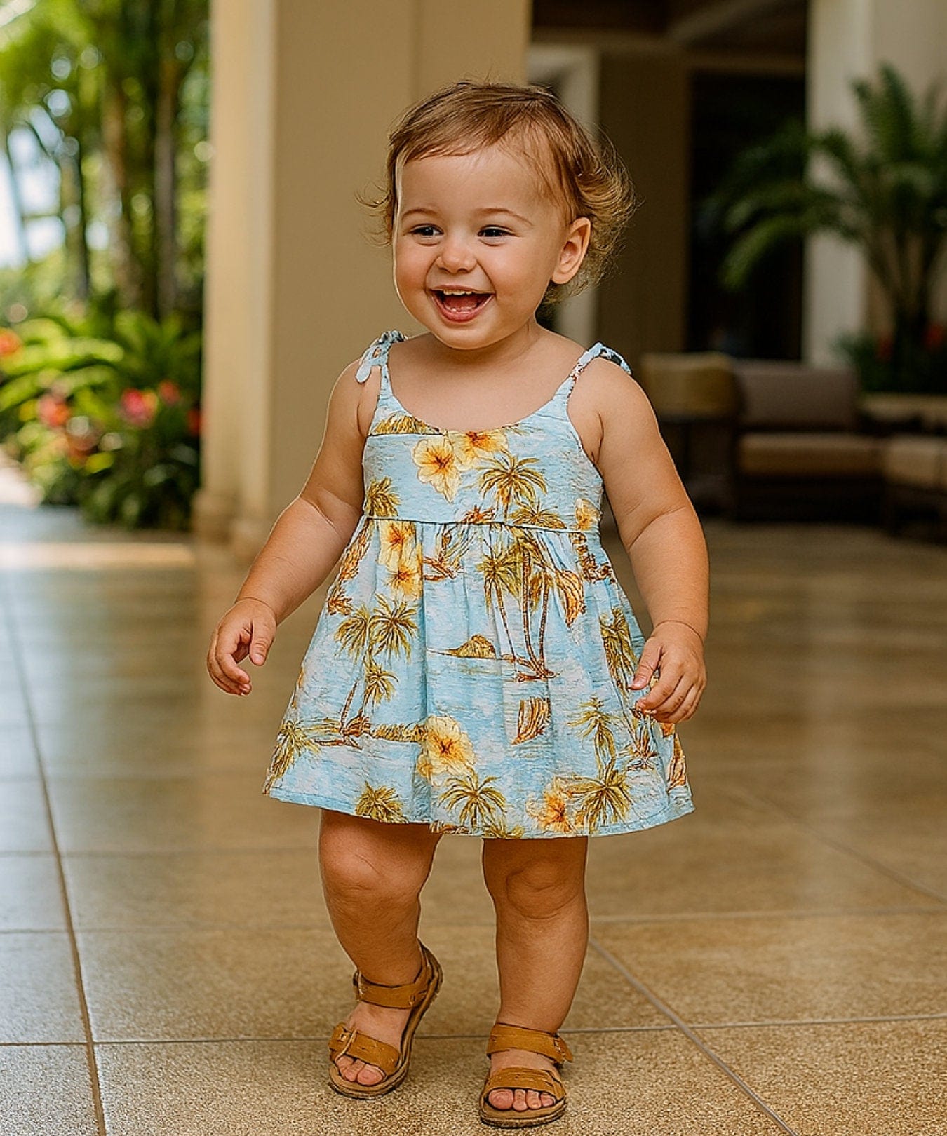 Paradise Girls Hawaiian Sundress Sky Blue