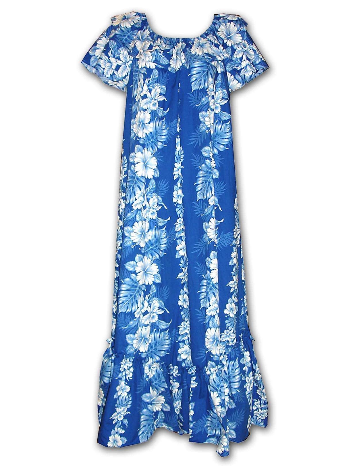 Haiku Long Muumuu Hawaiian Dress | Aloha Shirts Club Royal Blue / M Haiku Long Muumuu Hawaiian Dress | Aloha Shirts Club Royal Blue / M