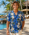 Haku Men's Cotton Aloha Shirt Blue