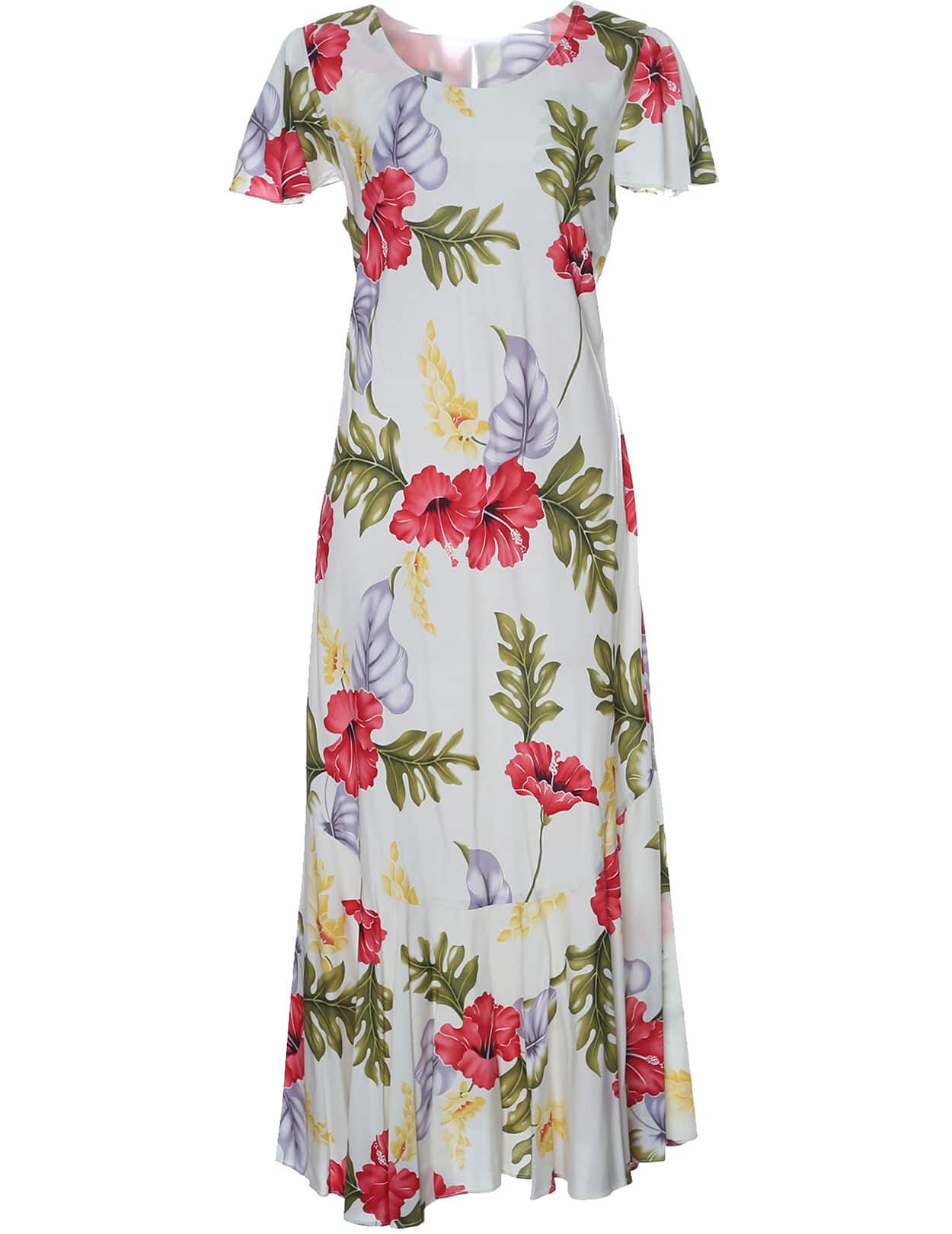 hawaiian maxi dress with sleeves Hale Maxi Hawaiian Dress w/Cap Sleeves