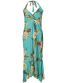 Ceres Midi Halter Slip on Rayon Hawaiian Dress