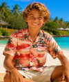 Hana Boys Cotton Aloha Rayon Shirt Orange