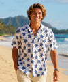 Happy Honu Hawaiian Men's Shirt White