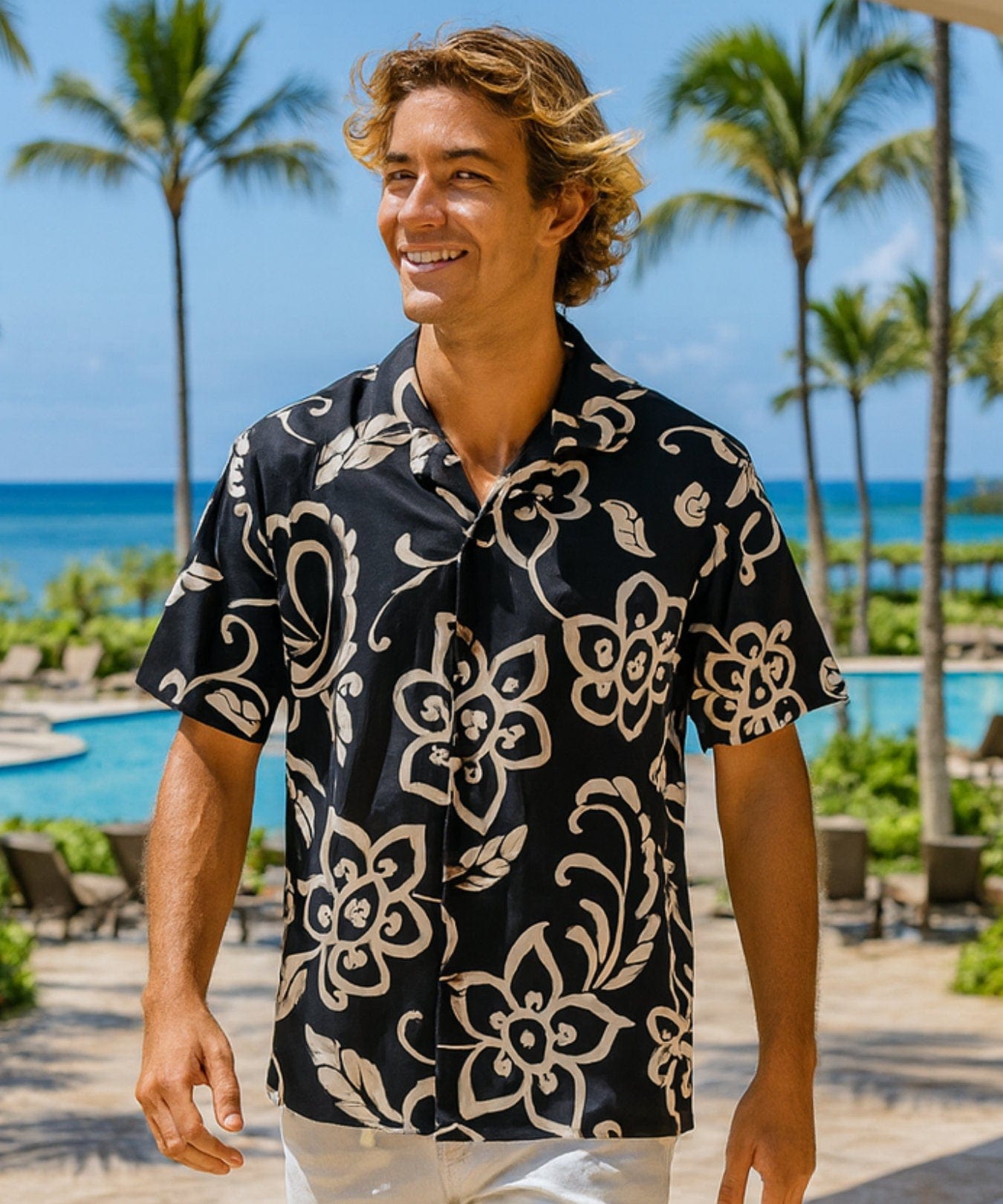 Kihei Men's Aloha Shirt Black