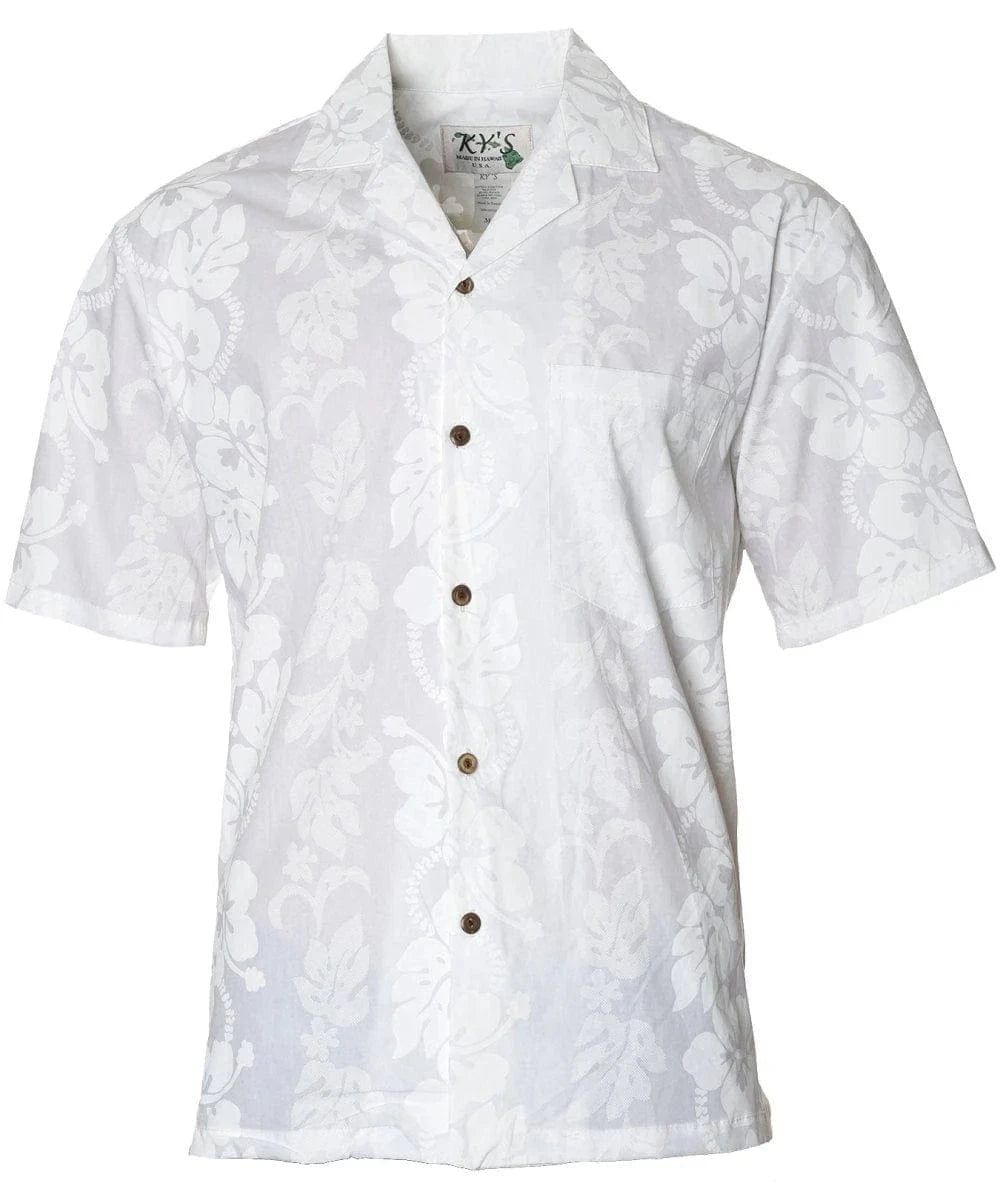 Waikiki White Hawaiian Wedding Shirt