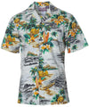 Hawaiian shirt with tropical island design in Gray