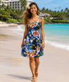 Hawaiian Polynesian Short Smock Women Dress Navy