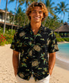 Honu Aloha Rayon Hawaiian Shirt Black