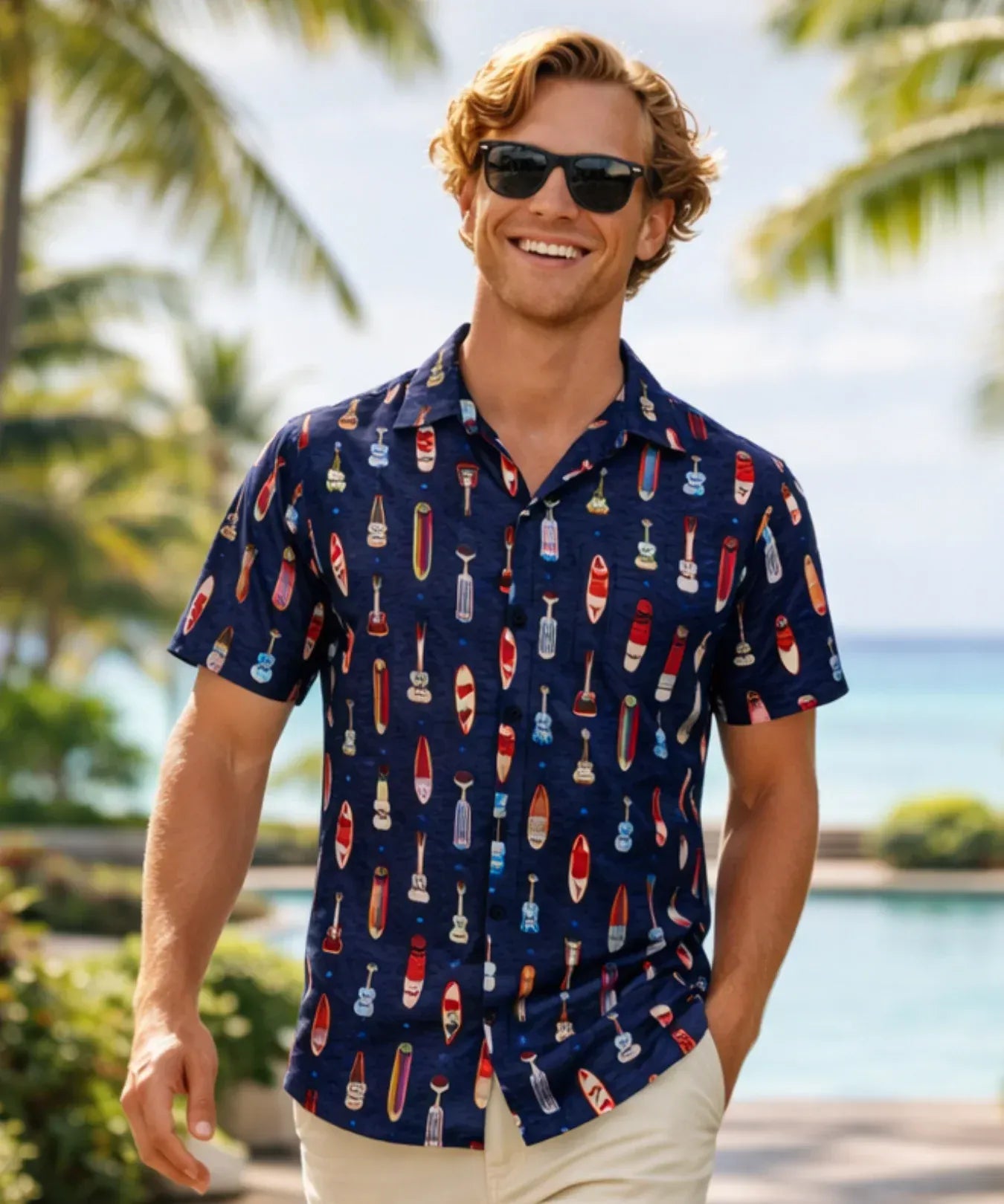Short Sleeves Cotton Hawaiian Aloha Shirt Black