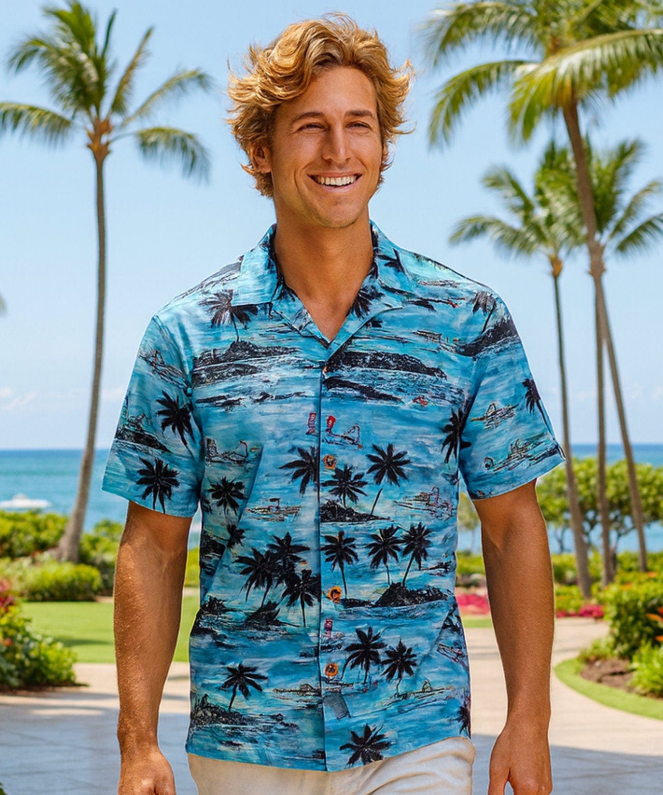 Planes Over Diamond Head Hawaiian Shirt Sky Blue