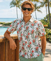 Short Sleeves Wrinkle-Free Poli Hawaiian Shirt Cream Poly Spandex Shirt