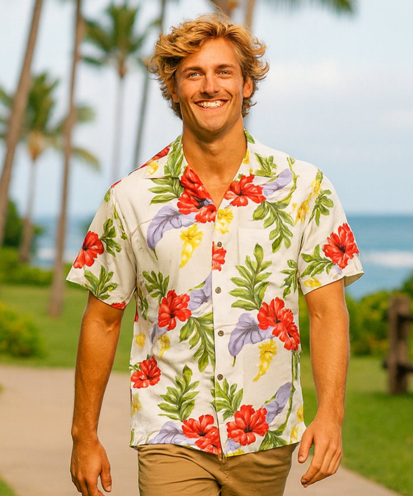 Hawaii Monstera Lanai Rayon Aloha Shirt | Aloha Shirts Club