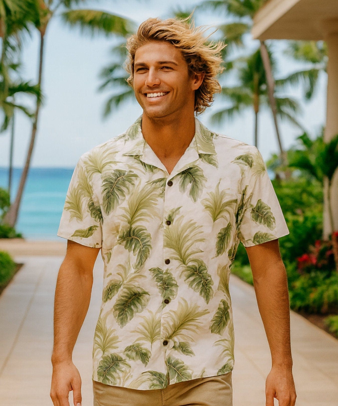 Leis of Aloha Cotton Hawaiian Shirt White