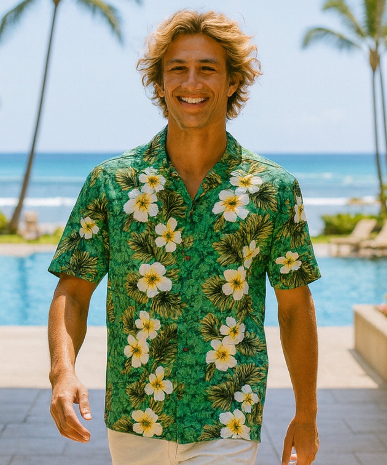 Kalea Men's Cotton Aloha Shirt Green