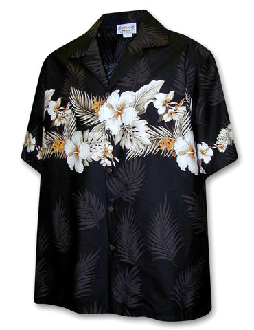 Hibiscus Border Cotton Aloha Shirt | Aloha Shirts Club
