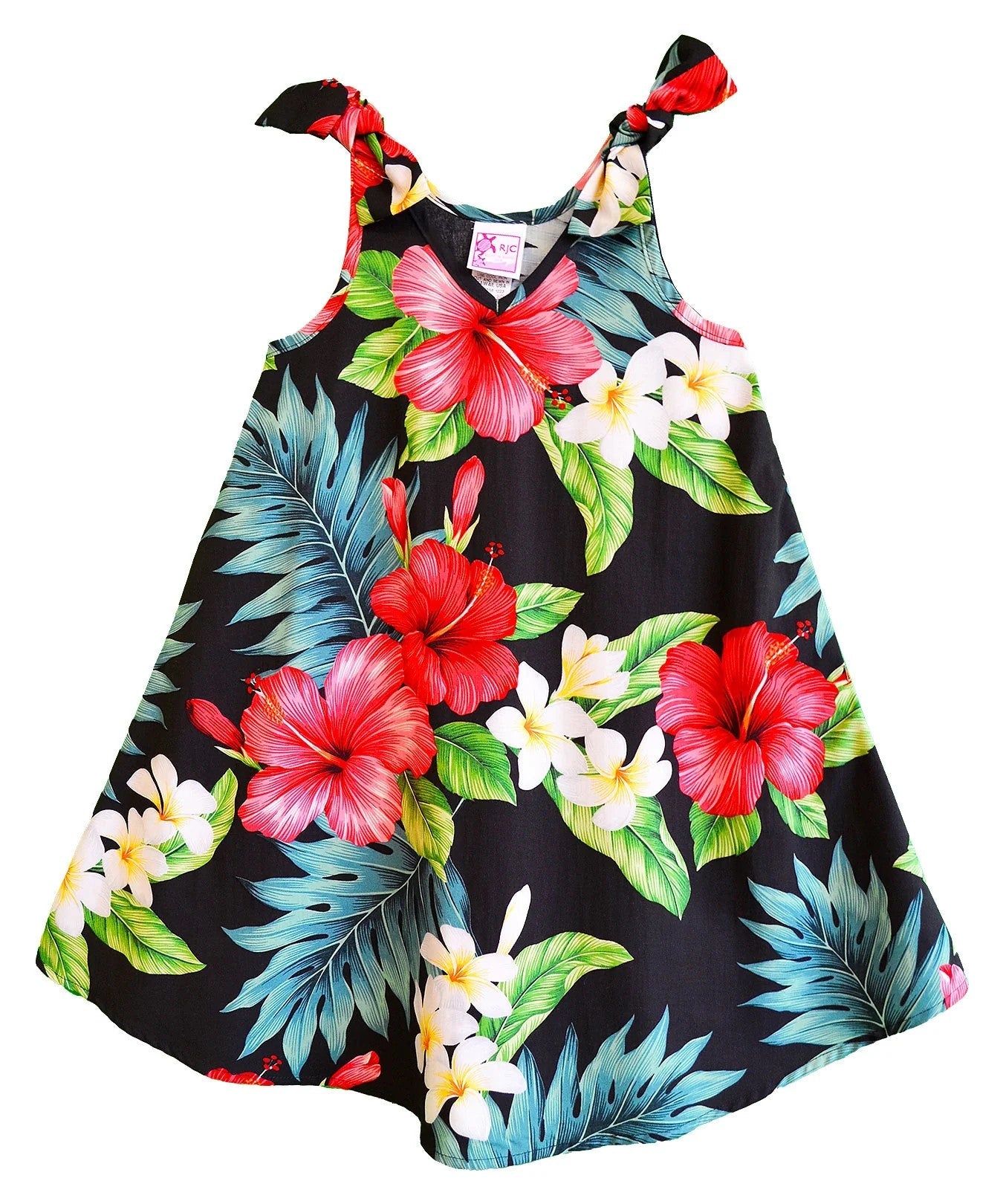 Hibiscus Girls Rayon V Neck Tank Dress Aloha Shirts Club