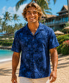 Hibiscus Aloha Cotton Men's Shirt Navy 2XL