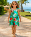 Hibiscus Girls Rayon V-Neck Tank Dress Aqua