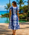 Hibiscus Knee Length Ruffle Muumuu Dress