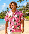 Hibiscus Paradise Rayon Men's Aloha Shirt Pink