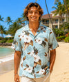 Hibiscus Paradise Rayon Men's Aloha Shirt Turquoise