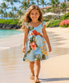 Hibiscus Pullover Girls Flower Dress Aqua