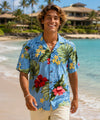 Hibiscus Relaxed Fit Hawaiian Shirt Light Sky Blue
