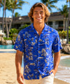 Holo Holo Rayon Resort Men's Aloha Shirt Royal Blue
