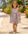 Honu Girls Dress with Plumerias and Side Ties Lavender