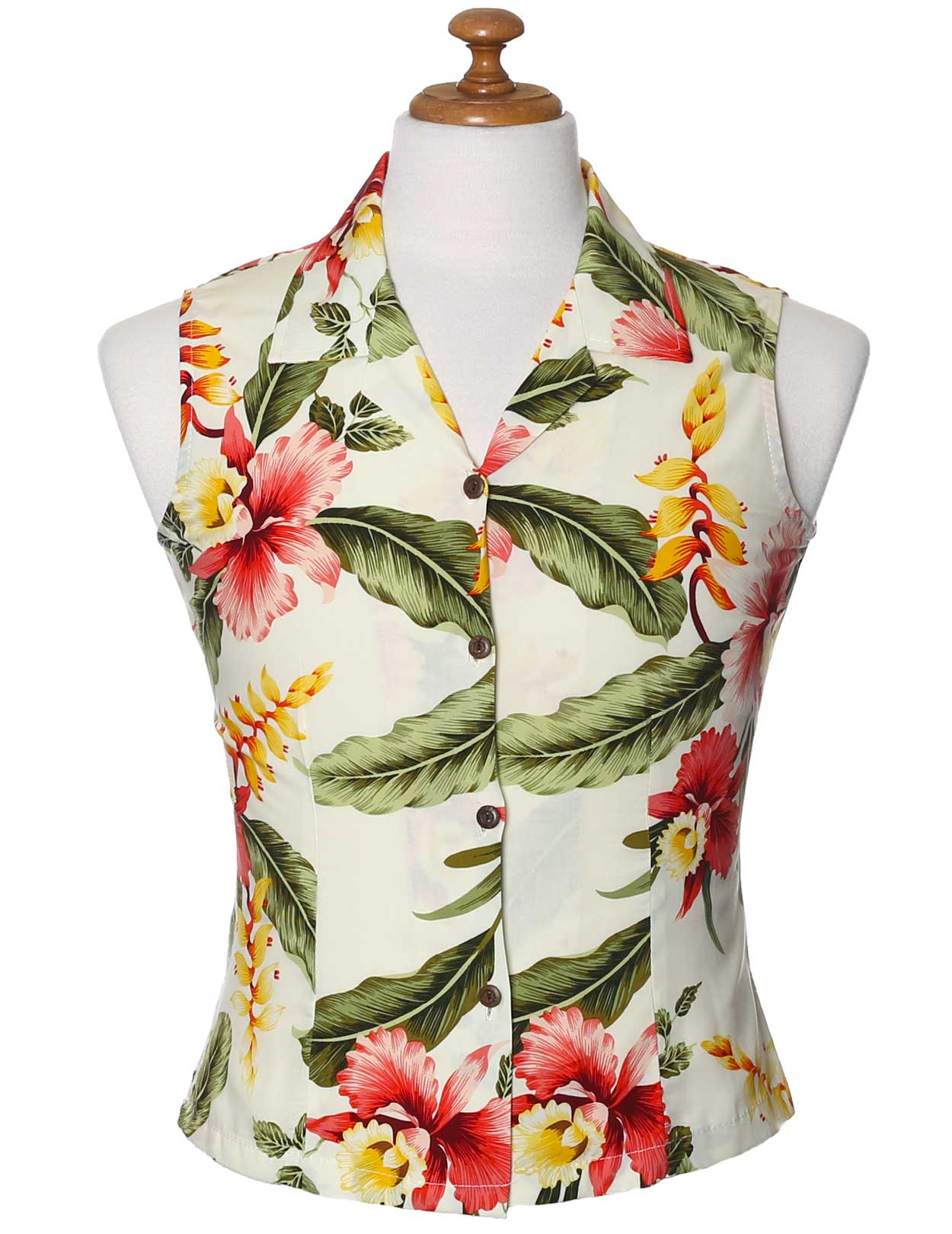 Iliwai Orchid Sleeveless Hawaiian Blouse
