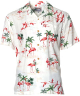 Island Flamingo Paradise Men's Rayon Shirt