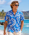 Island Tropical Cotton Aloha Shirt Blue