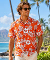 Island Tropical Cotton Aloha Shirt Orange