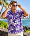 Island Tropical Cotton Aloha Shirt Purple