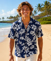 Island Hibiscus Men's Aloha Shirt Navy