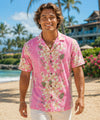 Island Plumeria Flowers Cotton Aloha Shirt Pink