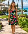 Island Tropical Paradise Rayon Short Dress Black