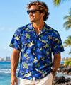 Island Sea Turtles Cotton Poplin Blue Men's Shirt