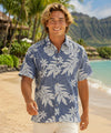 Kaanapali Reverse Fabric Men's Aloha Shirt Navy