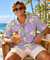 Lilac Kaeo Orchids Coral Rayon Aloha Shirt